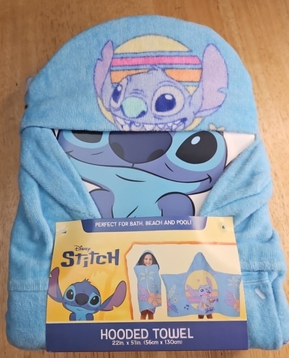 NEW Stitch Hooded Poncho Towel for Bath Beach Pool by Disney New With Tags 22x51